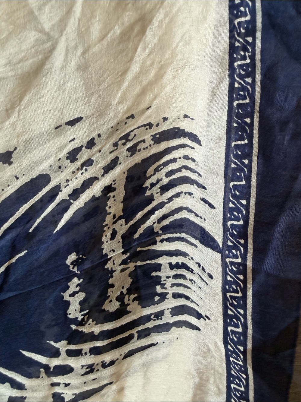 Aphorism 100% Silk scarf sheer blue gray white
36 x 70” large rectangular - Picture 4 of 6